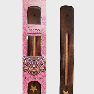 Namaste Karma Scents - Soporte para cenizas de madera de mango con incrustaciones de latón y estrella