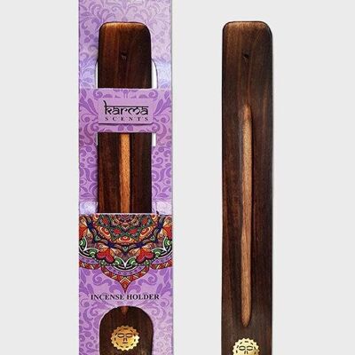 Namaste Karma Scents - Soporte para cenizas de madera de mango con incrustaciones de latón y sol