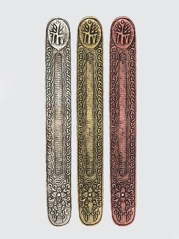 Porte-encens en métal gaufré Namaste 1
