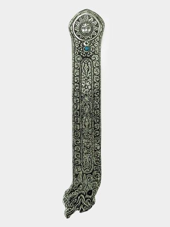 Porte-encens Namaste en métal gaufré avec pierre - Soleil 1