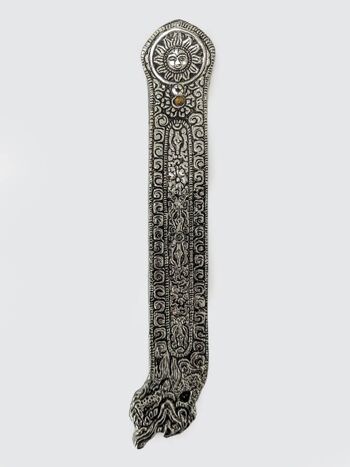 Porte-encens Namaste en métal gaufré avec pierre - Soleil 2