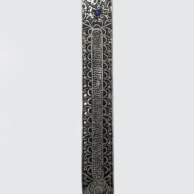 Porte-encens en métal gaufré Namaste avec pierre - Lune
