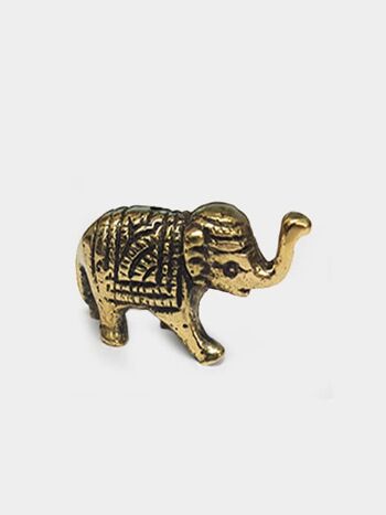 Porte-bâton d'encens éléphant en laiton antique Namaste - Petit 1