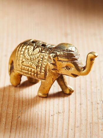 Porte-bâton d'encens éléphant en laiton antique Namaste - Petit 4