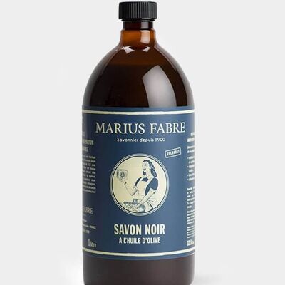 Marius Fabre Olivenöl-Flüssigschwarzseife, Nachfüllpackung, 1 l