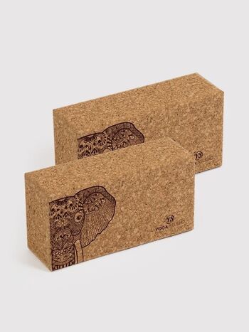 Paquet de deux briques de yoga en liège de taille standard Yoga Studio - Éléphant 2