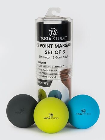 Yoga Studio Trigger Point Balles De Massage Set De 3 Gris - Vert - Bleu 4