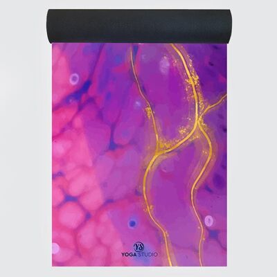 Yoga Studio Yogamatte aus veganem Wildleder und Mikrofaser, rosa Marmor, 4 mm