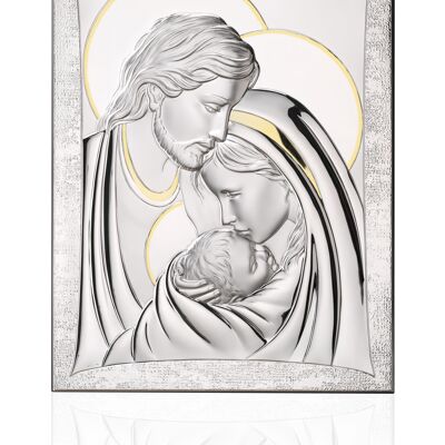 Cuadro icono de pared y exento 16,5x21 cm plata línea "Sagrada Familia Oro"