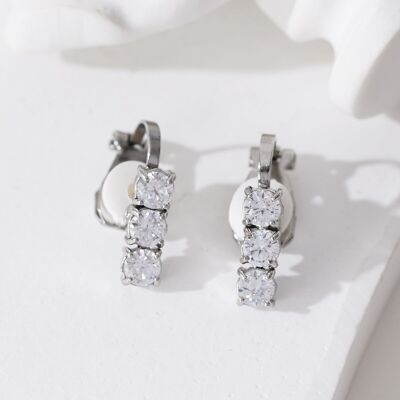 Silver triple stass clip-on earrings