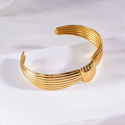 Adjustable knotted gold bangle bracelet