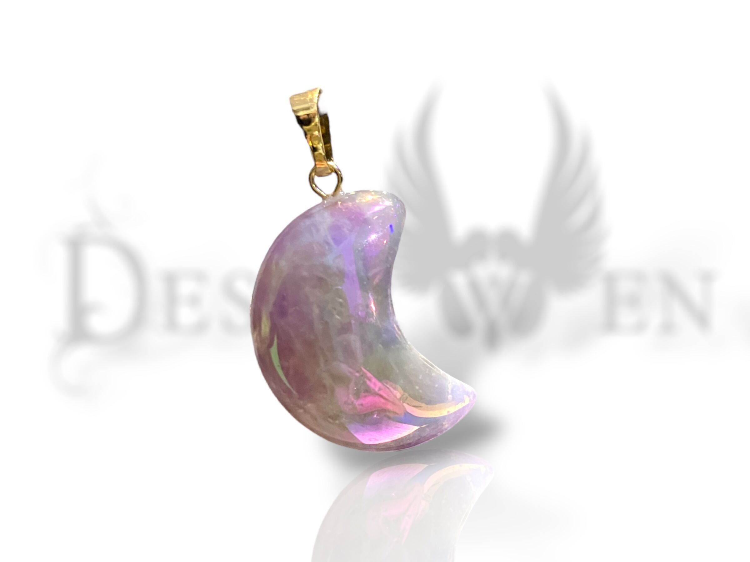 Ciondolo luna angelo aura di ametista strega
