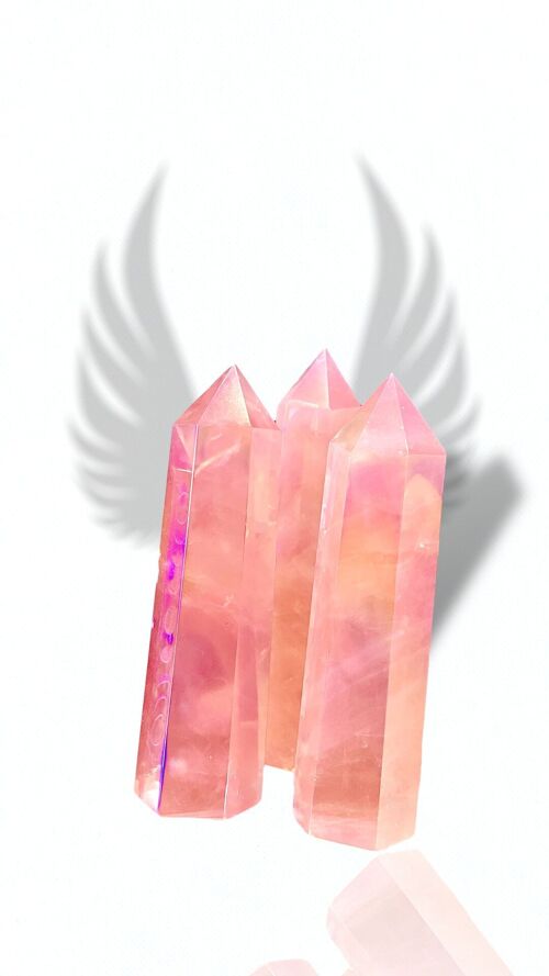 pointe obélisque quartz rose aura ange