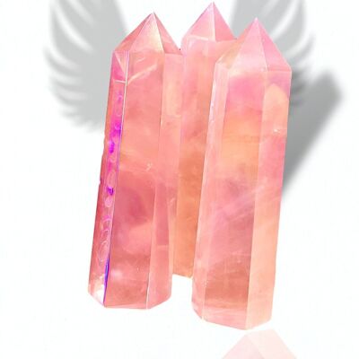 pointe obélisque quartz rose aura ange