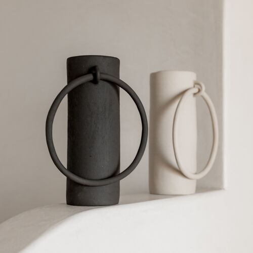 Soliflore vase céramique fin Big ring brut design fait main