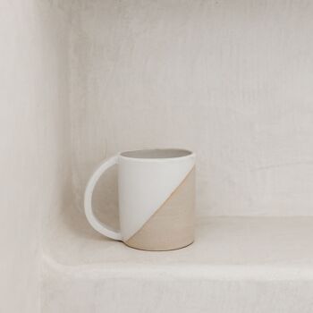 Mug tasse à café et à thé en grès fait main blanc Half White 4