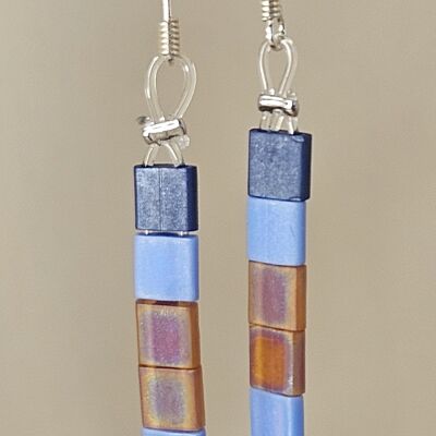 Unitila earrings Slate blue, blue and blued bronze