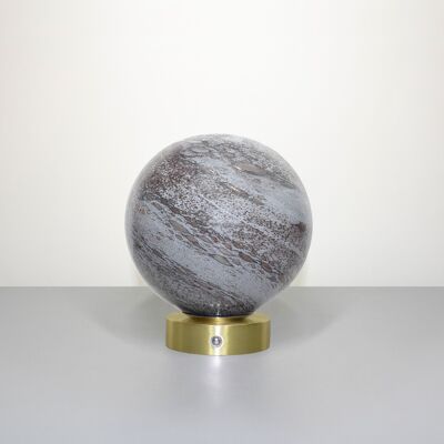 Lámpara de mesa de vidrio mercurio – con base cromada dorada