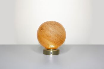 Lampe de table en verre de grès avec base en chrome doré 1