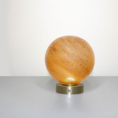 Lampe de table en verre de grès avec base en chrome doré
