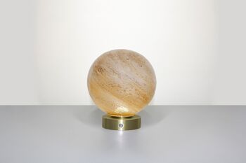 Lampe de table en verre de grès avec base en chrome doré 3