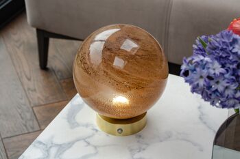 Lampe de table en verre de grès avec base en chrome doré 5