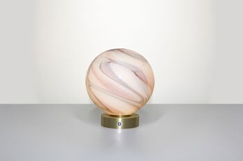Lampe de table en verre Calacatta rose - avec base en chrome doré 3