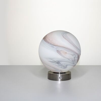 Lampe de table en verre Calacatta rose - avec base en chrome argenté