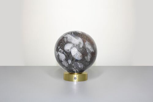 Smoky Quartz glass table lamp- with Gold Chrome Base