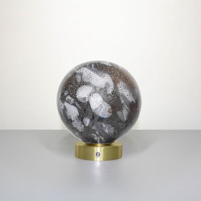 Smoky Quartz glass table lamp- with Gold Chrome Base