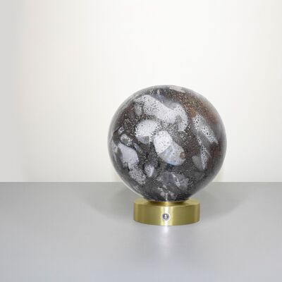 Smoky Quartz glass table lamp- with Gold Chrome Base