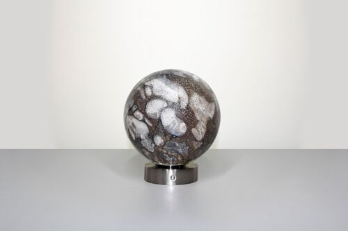 Smoky Quartz glass table lamp - with Silver Chrome Base