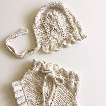 Bonnet bébé en coton biologique-Vintage Baby Bonnet-Victoria Baby Bonnet-Cadeau d’anniversaire-Cadeau parfait-Cadeau bébé fille 3