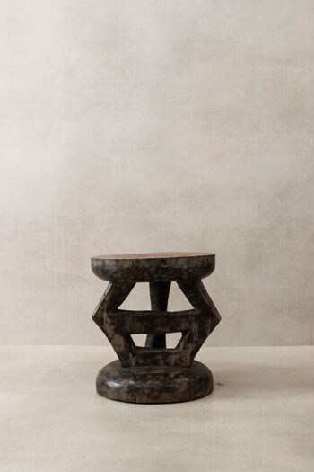 Tabouret Tonga vintage - Dessus en cuivre - 25.1 5