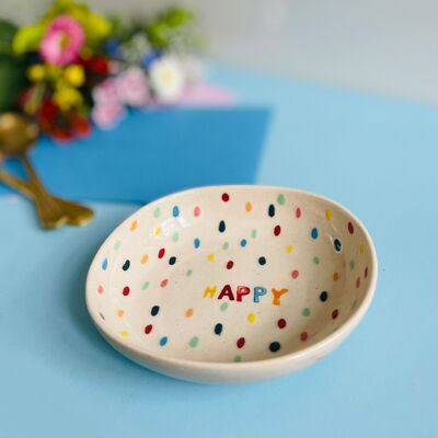 Plate ceramic L Happy dots