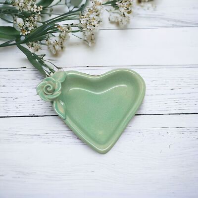 Ceramic bowl organic heart S mint