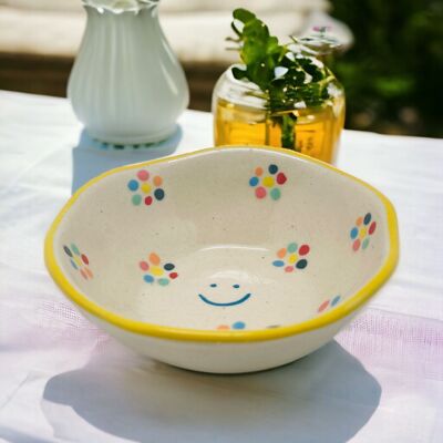 Small bowl organic ceramic smiley