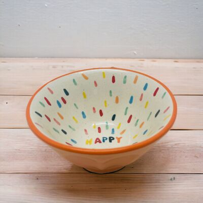 Cereal bowl scallop ceramic Happy
