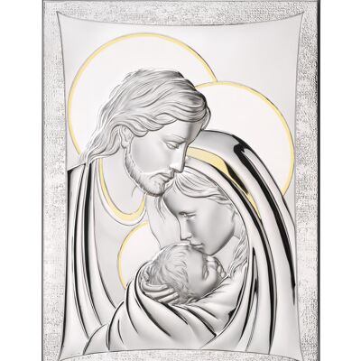Quadro Icona da Parete e da Appoggio 11,5x14 cm Argentato Linea "Sacra Famiglia Oro"
