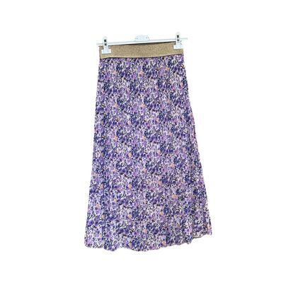 Flower print pleated skirt