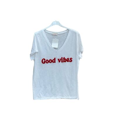 T-shirt ricamata Good Vibes