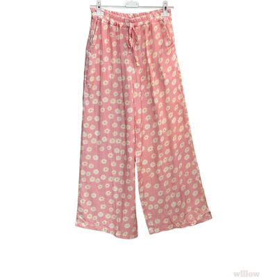 Daisy cotton gauze pants with pockets