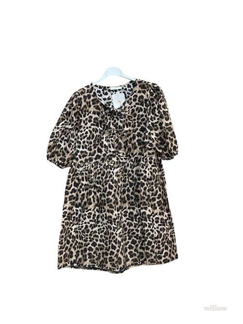 Robe courte à noeuds imprimé léopard