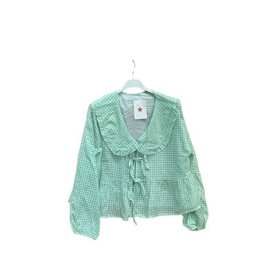 Peter Pan blouse with Vichy bows