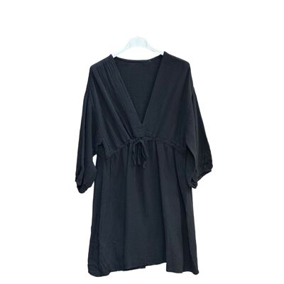 Robe courte ceinturée gaze de coton