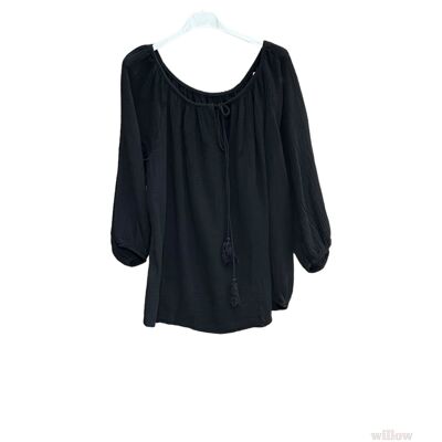 Round neck top with cotton gauze link
