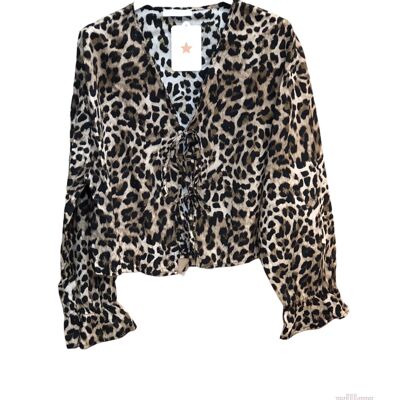 Leopard knot blouse