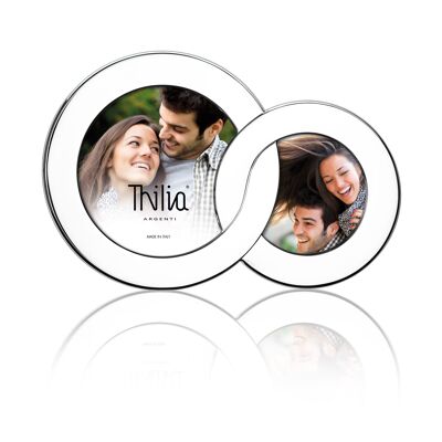 Double Photo Frame Ø 13 and Ø 10 cm Silver "You & Me" Line