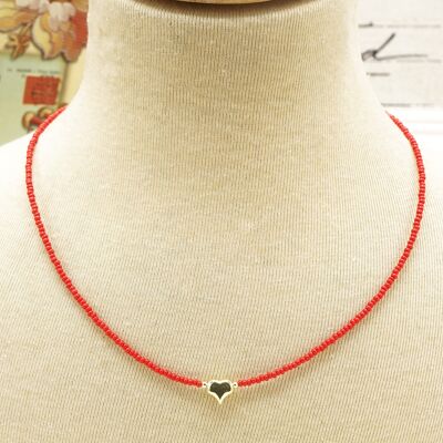 Dainty Beaded Heart Necklace
