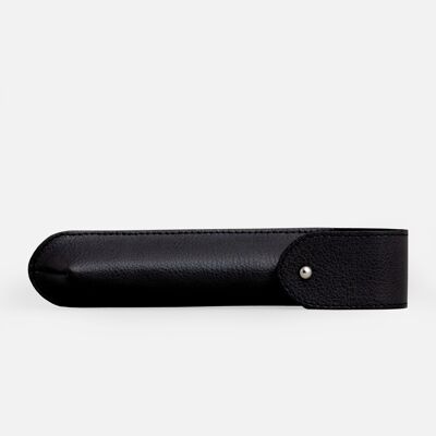 Funda de piel G&F Timor® para 1 maquinilla de afeitar, piel negra, con botón